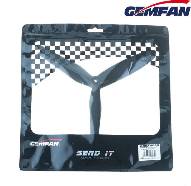 Gemfan Propeller Set 10 Zoll 1050 3-Blatt aus Glasfaser-Nylon für Multirotor FPV Cinelifter in Schwarz, 2 Paar (2CW + 2CCW) - Bild 1