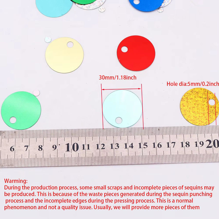 Runde Pailletten aus PVC für DIY Nähen, Sticken und Schmuckherstellung, Durchmesser: 3 cm, Farben: Silber und Multicolour - Bild 2