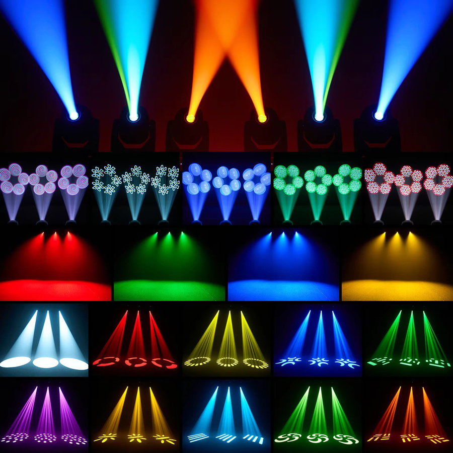 U'King 200W LED Moving Head Spot Light mit DMX512, Beam und Wash-Effekt, 5-Facetten-Prisma, RGB, Schwarz - Bild 4