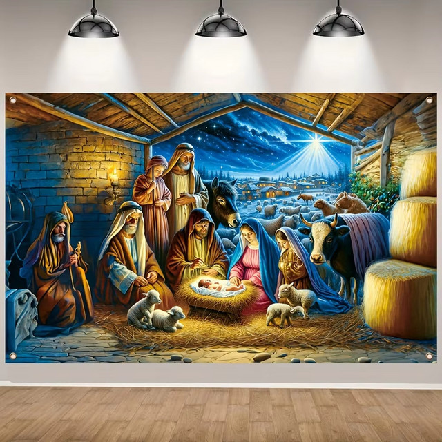 VIKAMA Dekoratives Hintergrundbanner für Ostern und Weihnachten, Mehrfarbig, Rechteckig, B/H: 100 x 180 cm - Bild 1