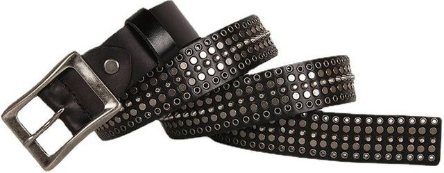 YIRAN Gürtelschnalle Leder, Vintage, Metall, Schwarz, Männer, Unisex - Bild 1