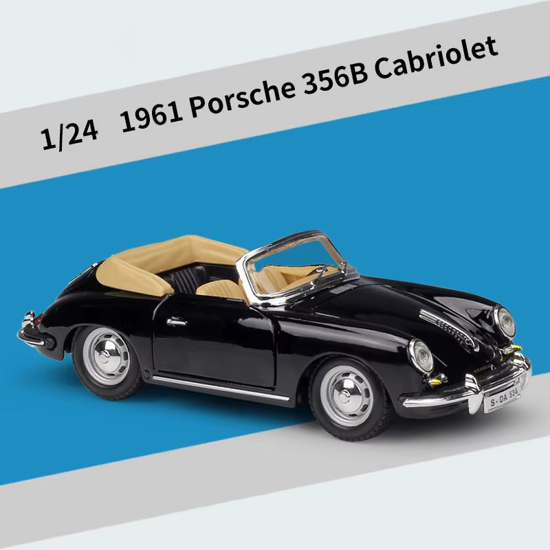 Bburago Porsche 356B Cabriolet 1961, Automodell, 1:24, Schwarz - Bild 2
