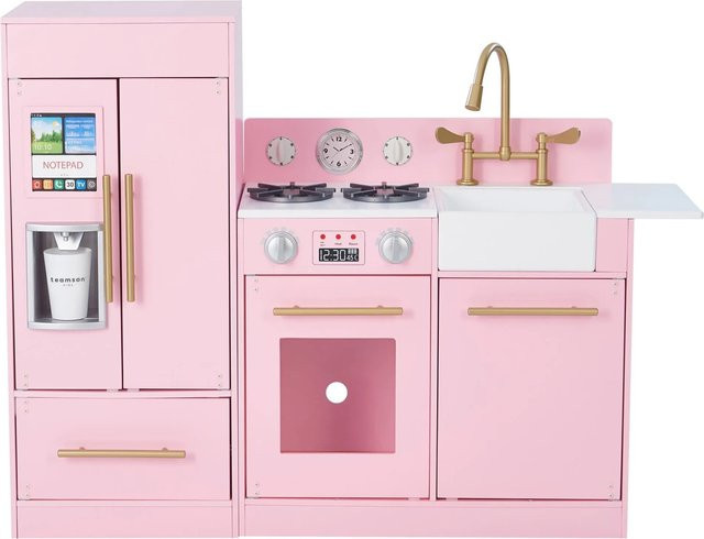 Teamson Kids Kinderküche Spielküche mit Zubehör, Rosa, Holz - Bild 1