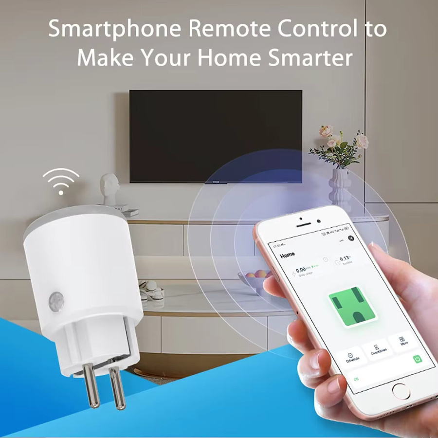 Materie Smart Power Plug WiFi 16A EU-Steckdose mit Power Meter, kompatibel mit Tuya, HomeKit, Echo, Alexa und Google Home, Farbe: Weiß - Bild 3