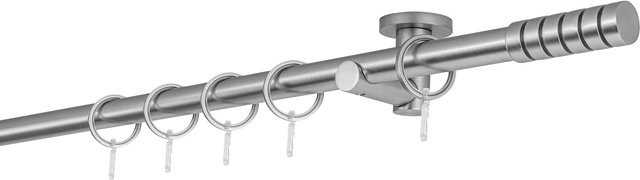 ONDECO Deckenträger Urban 1-läufig mit Rohr und Rillcube Endstück in Edelstahl-Optik, Länge: 360 cm, Durchmesser: 20 mm - Bild 1