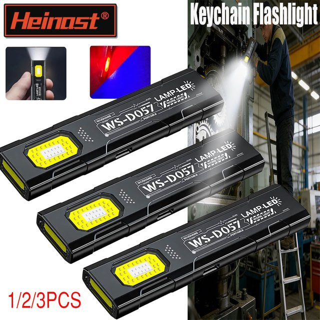 Heinast Mini-LED-Schlüsselanhänger-Taschenlampe in Schwarz, wiederaufladbare Flutlicht-Taschenlaterne mit Magnet für Notfälle und Arbeit - Bild 1