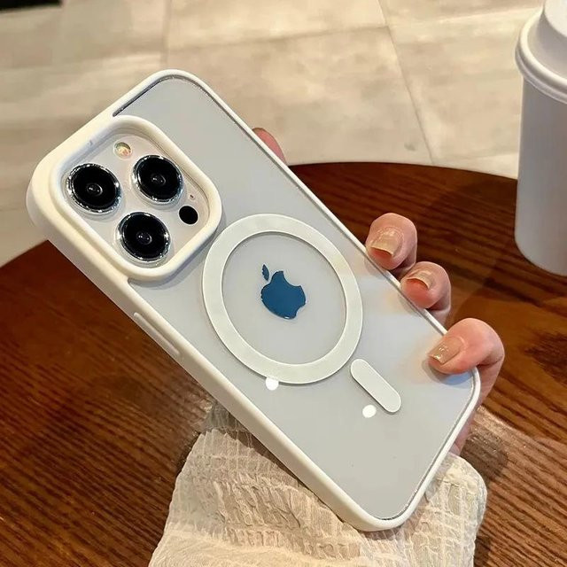 Foucsontop MagSafe Silikonhülle für iPhone 11 bis iPhone 16 Pro Max, transparent mit großem Kameraloch und magnetischer Ladefunktion - Bild 1