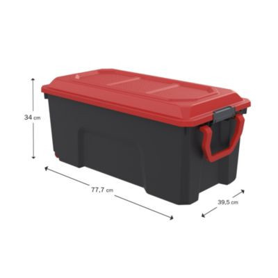 Paperflow Aufbewahrungsbox Locker, 75 l, schwarz/rot, fahrbar mit Rollen, stapelbar mit Deckel und Griffen, B: 39,5 cm, T: 77,7 cm, H: 34,0 cm - Bild 2