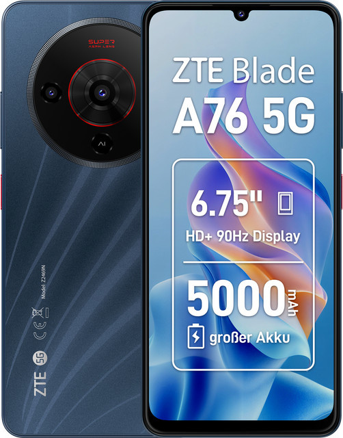 ZTE Blade A76 5G Smartphone 128GB Black mit 6,75 Zoll Display und Android - Bild 1