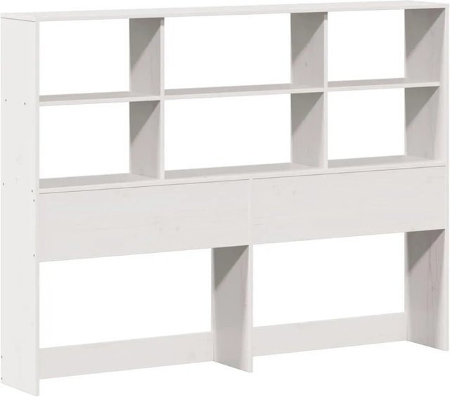 vidaXL Bettkopfteil mit Regalen aus Massivholz Kiefer in Weiß, Breite: 160 cm - Bild 1