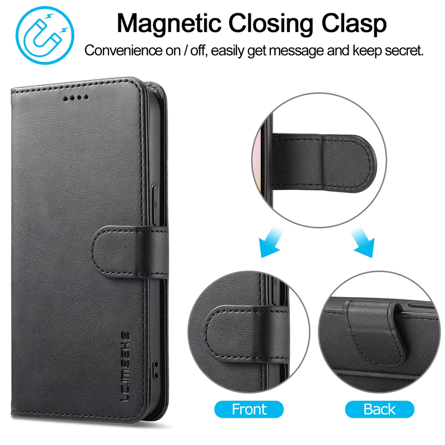 Luxuriöse Flip-Lederhülle für Apple iPhone in Schwarz mit Kartenfächern und Stoßschutz - Bild 3