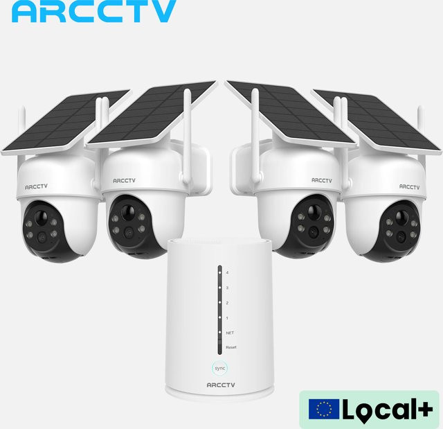 ARCCTV 4MP Solar Wifi Kamera Kit Outdoor Wireless Sicherheit Überwachung Set mit Sirene, Alarm, Humanoider Erkennung und Zwei-Wege-Audio in Weiß - Bild 1