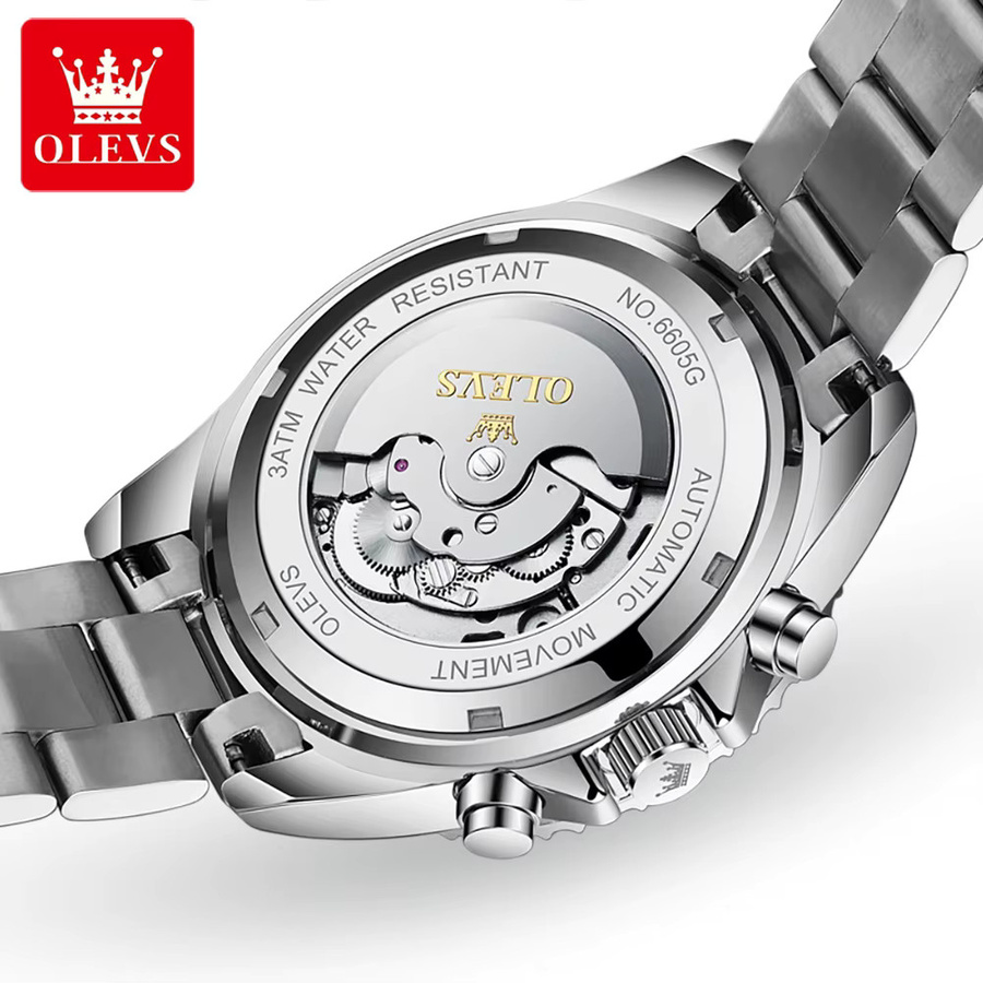 OLEVS Armbanduhr Automatik, Edelstahl, Schwarz, Herren - Bild 2
