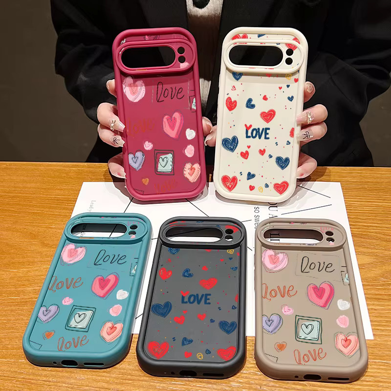Stoßfeste TPU-Silikon Handyhülle mit Liebesherz-Muster für Google Pixel 8A, 8 Pro, 9 Pro und 9 Pro XL in Multicolor - Bild 3