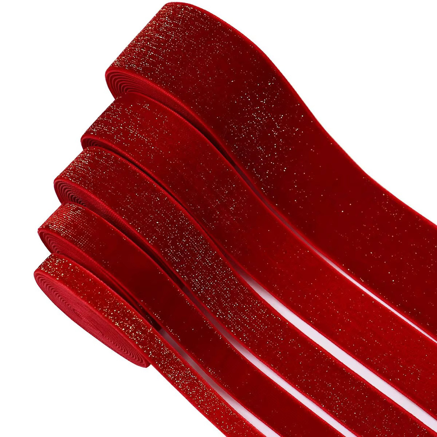 Aogue Samtbänder in Rot für Valentinstag und Neujahr, 5 Yards zur Dekoration von Geschenken, Kränzen und Schleifen - Bild 4