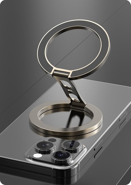 WSSHE Magnetischer Telefonringhalter in Schwarz, Doppelseitiger Desktop-Ständer kompatibel mit MagSafe für iPhone, Xiaomi und Huawei - Bild 1