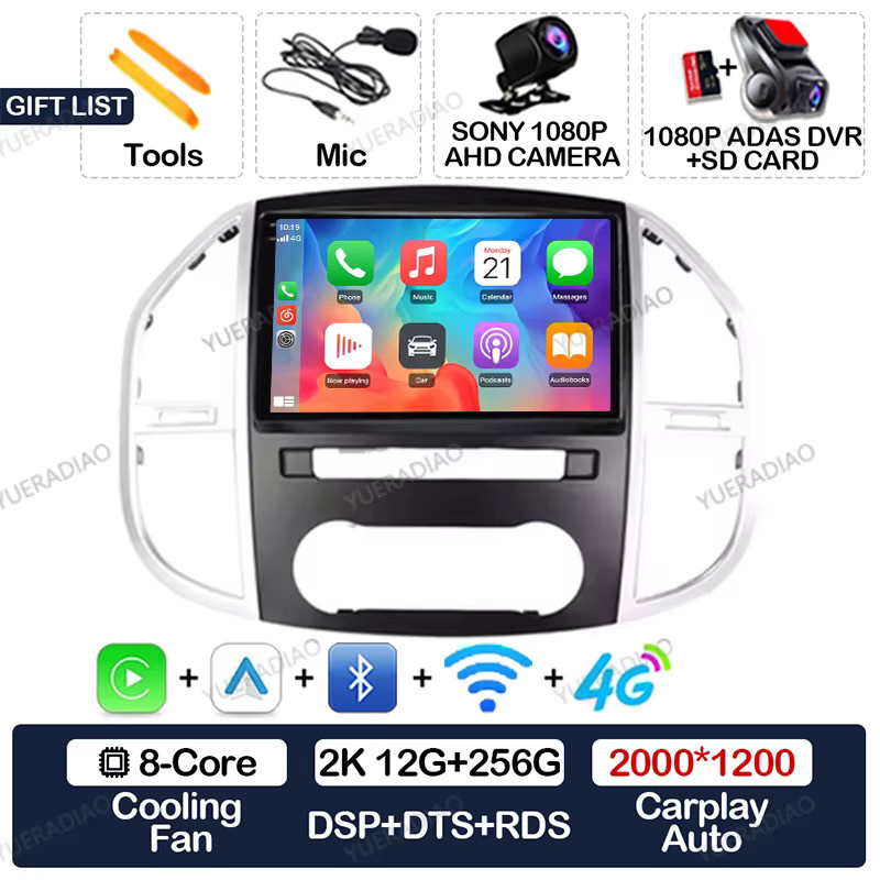 Android 17 Autoradio für Mercedes Benz Vito W447 mit QLED Display, Qualcomm Prozessor, 4G LTE, 5G, WIFI, Bluetooth, GPS und Navigation in Schwarz - Bild 6
