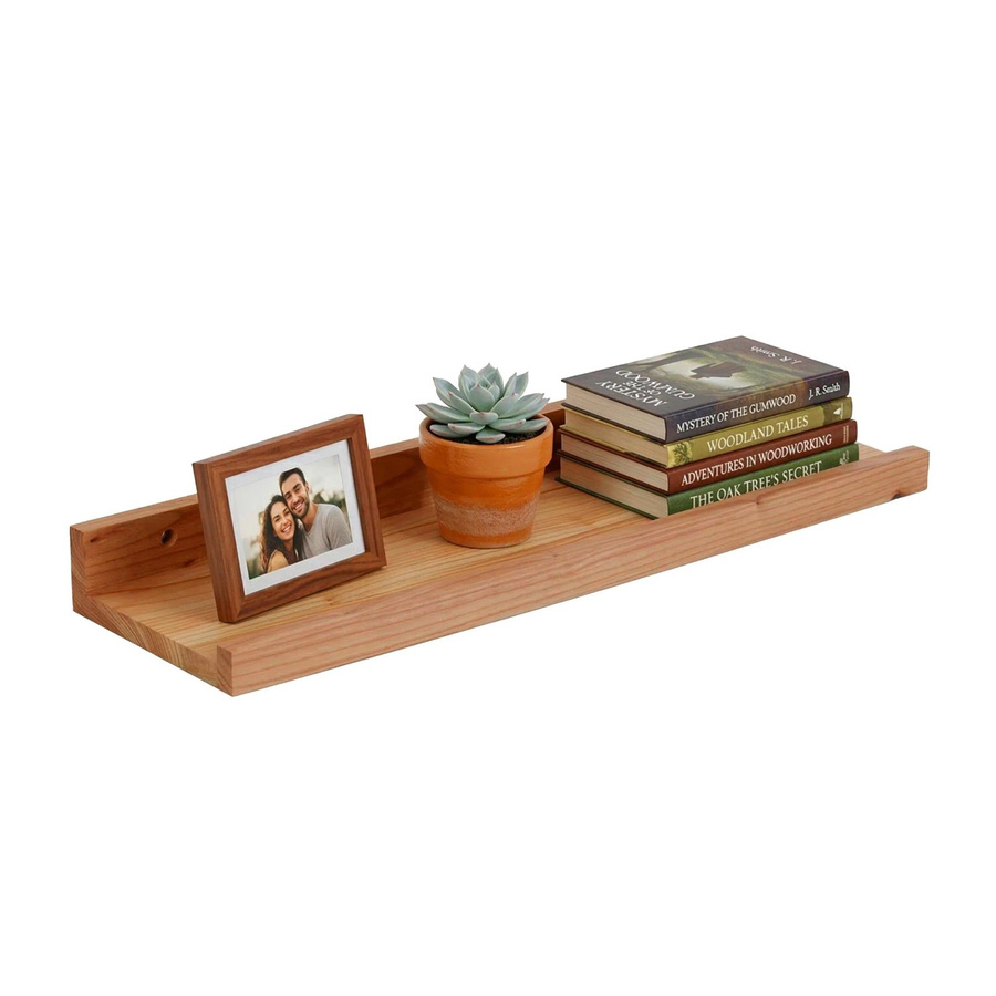 Relaxdays Wandregal aus Walnussholz Natur in Braun, B/T/H: 60 x 15 x 5 cm - Bild 2