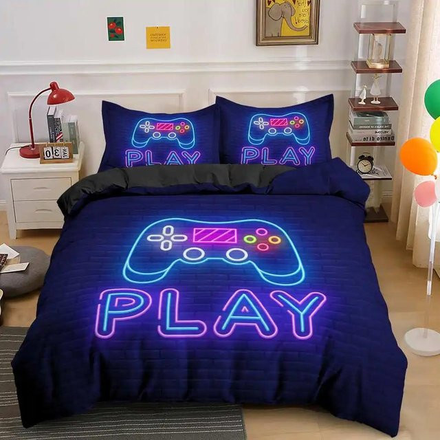 Bettwäscheset Your Warm Home Gamepad Controller Design für Jugendliche, Blau, B/H: 180 x 210 cm, inklusive 2 Kissenbezüge 50 x 70 cm - Bild 1