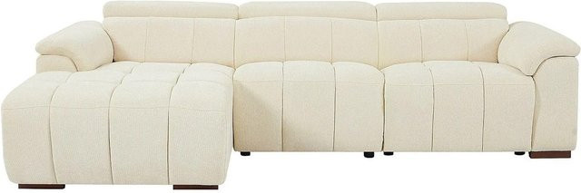 Vente-unique Relaxsofa Molpica in Beige, L-Form mit Stoffbezug und elektrischer Sitzverstellung - Bild 1