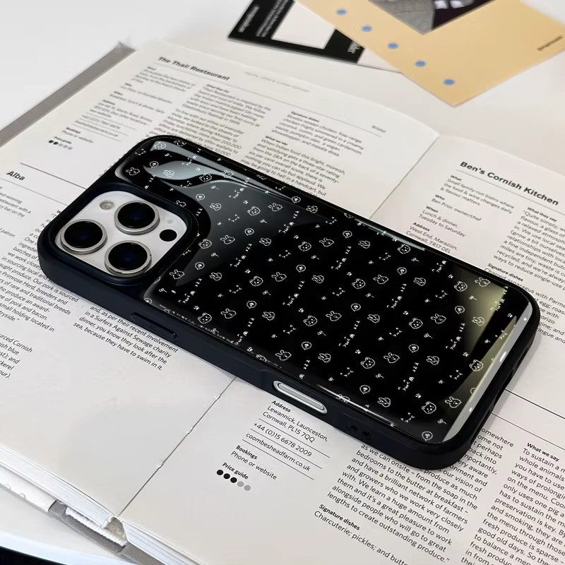 AIR PLUS Handyhülle im koreanischen Stil mit niedlichem Hasen-Design für iPhone 11 bis iPhone 17 Pro Max, Farbe: Schwarz - Bild 4
