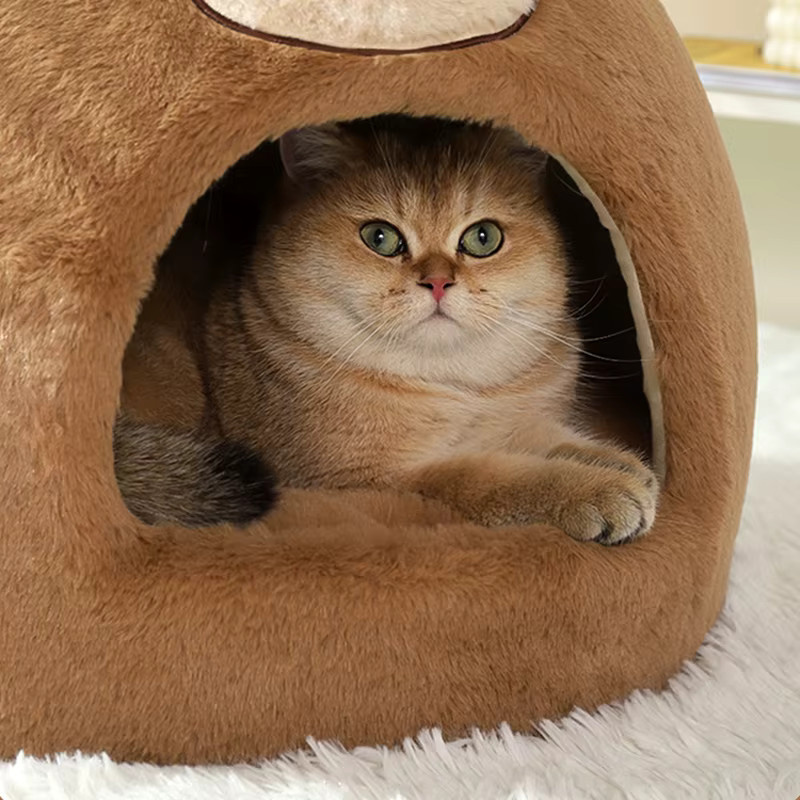 Hoopet Katzenhöhle und Hundebett als weiches Schlafnest für Katzen und Welpen, Braun, B/T/H: 36 x 31 x 36 cm - Bild 2