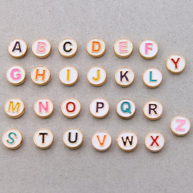 君凡 Buchstaben Perlen, Runde A-Z Alphabet Spacer Perlen, Bunt - Bild 1