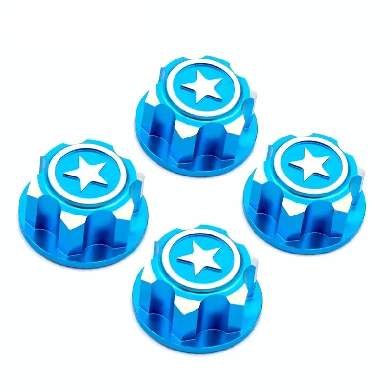 E-Star Hub, 4-teiliges Set, RC Auto Aluminium 17mm Sechskant Radmuttern, staubdicht, anti-rutsch - Bild 2