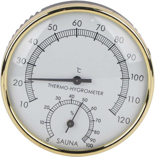 GoolRC Thermo-Hygrometer aus Edelstahl in Grau und Silber mit Metall-Zifferblatt für den Innenbereich und die Sauna - Bild 1