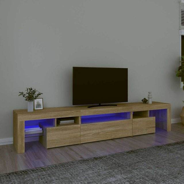 vidaXL TV-Schrank mit LED-Beleuchtung in Sonoma-Eiche, B/T/H: 215 x 36,5 x 40 cm - Bild 2
