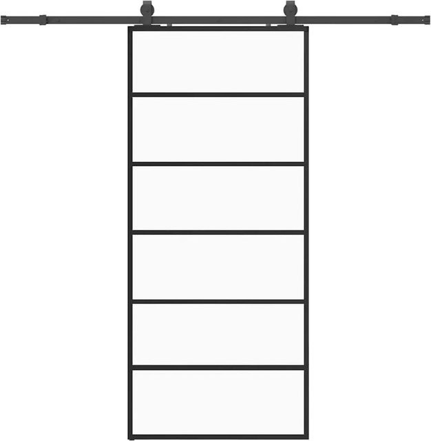 vidaXL Schiebetür aus ESG-Glas in Schwarz mit Beschlag, Breite: 90 cm, Höhe: 205 cm - Bild 1