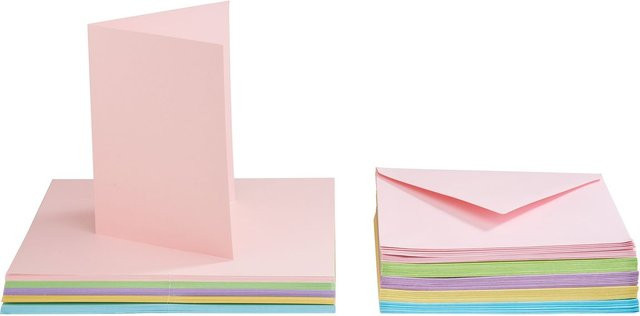 VBS Doppelkarten mit Umschlägen in Pastellfarben, 50 Stück, Blau und Multi - Bild 1