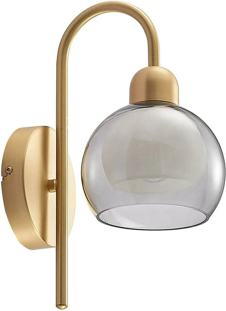 Lucande Wandleuchte Mylah Retro Vintage Antik, 1-flammige Wandlampe aus Metall in Gold Messing mit Glaskugel, E14, für Wohnzimmer Schlafzimmer und Flur - Bild 1