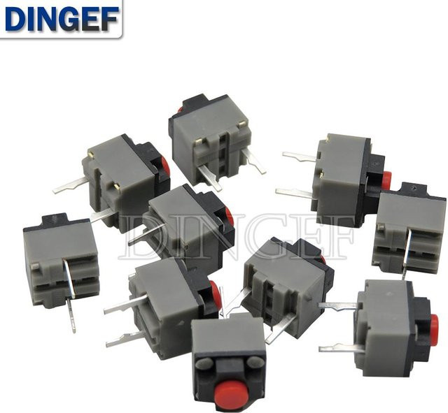 10er Set Kailh Micro Schalter für Maus und Tastatur, Farbe: Grau, B/T/H: 6 x 6 x 7,3 mm - Bild 1