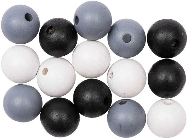 Rico Design Holzkugeln in Schwarz-Weiß, 15 Stück, Durchmesser: 12 mm - Bild 1