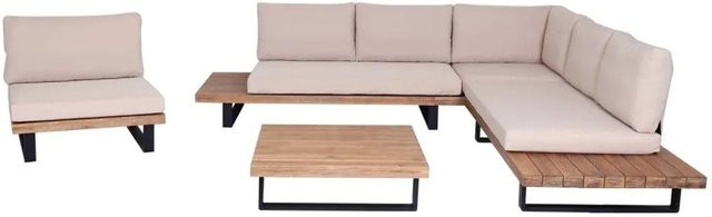 MCW Garten-Lounge-Set MCW-H54 aus Akazienholz und Aluminium in Hellbraun mit beigen Polstern - Bild 2