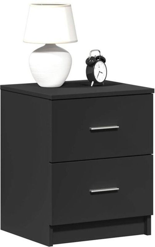 Moderner Nachttisch mit 2 Schubladen von Vidaxl in Schwarz, B/T/H: 40 x 36 x 50 cm - Bild 1