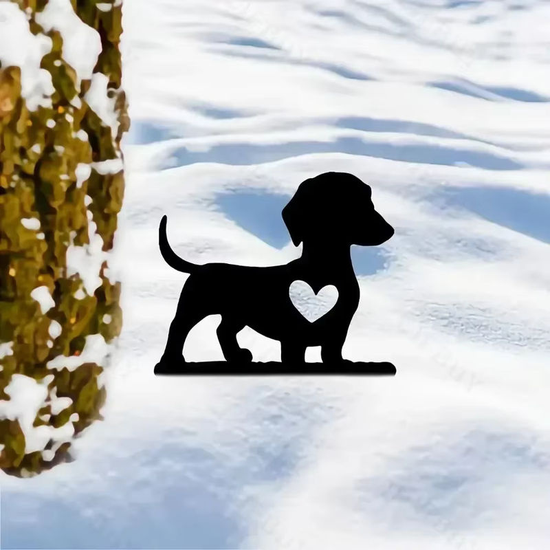 HELLOYOUNG Tiki Hundegartenpfahl aus Eisen in Schwarz als dekoratives Metall-Gartenschild - Bild 3