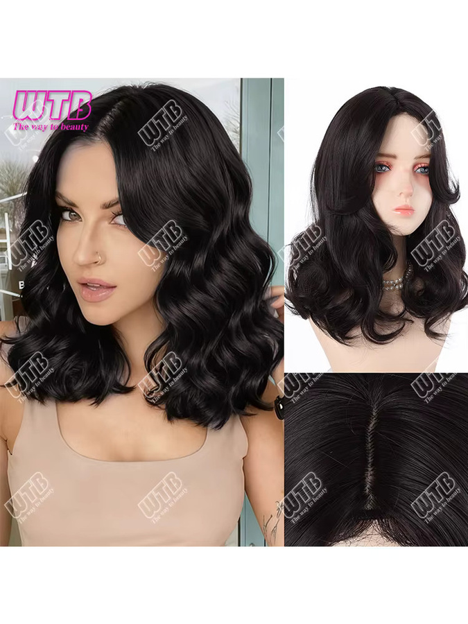 WTB Perücke, kurze gewellte Bob-Perücke, schwarz, Damen - Bild 4