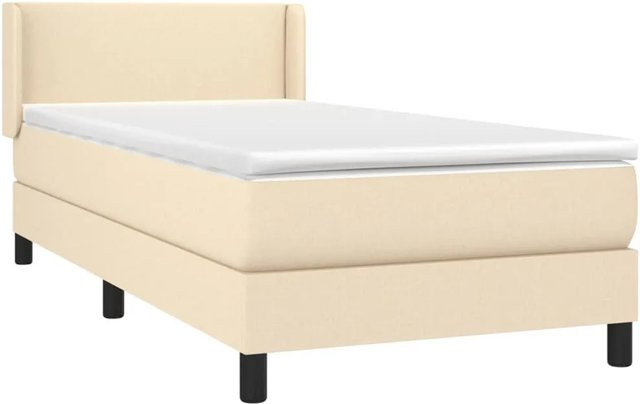 vidaXL Boxspringbett Hybrid mit Matratze und Taschenfederkern in Creme, B/T/H: 100 x 200 x 78 cm - Bild 1