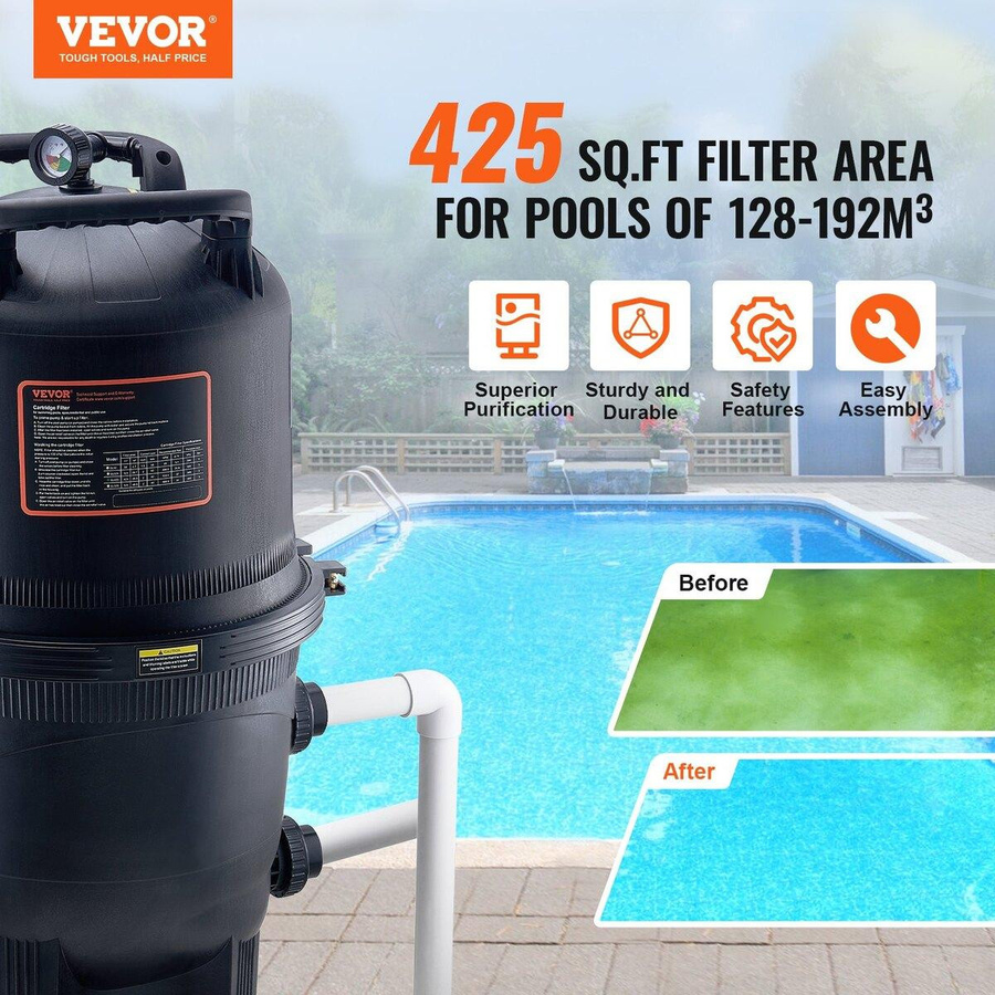 Buying Solutions MB Pool-Filterkartusche für Inground- und Aboveground-Swimmingpools mit 60mm Anschluss für eine Filtration von 40 qm aus Glasfaser und bleifreiem Papier - Bild 9