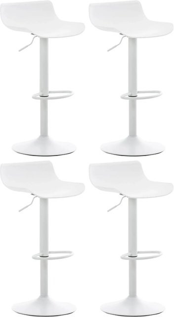 DELUKE Barhocker 4er Set höhenverstellbar in Weiß mit Lehne aus Kunststoff und Metall, B/T/H: 43 x 44 x 68,5-94 cm - Bild 1