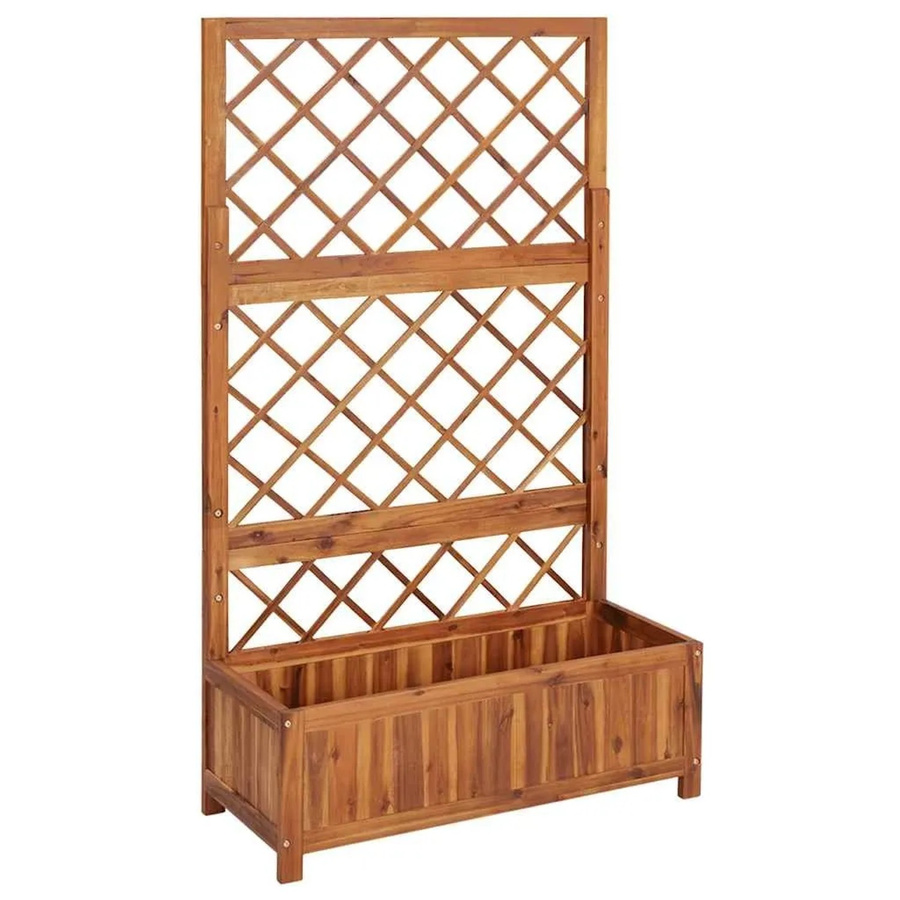 DELUKE Hochbeet mit Spalier WELA aus Akazienholz Massiv in Braun-antik, B/T/H: 150 x 85 x 38 cm - Bild 2