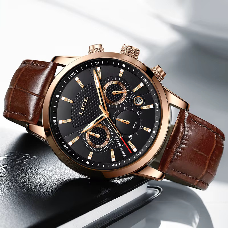 LIGE Chronograph, Quarz, Leder, Herren - Bild 3
