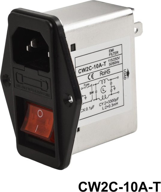 Onourown Netzfilter CW2C-10A-T mit 6A IEC-Buchsen in Schwarz für Kommunikationsgeräte - Bild 1