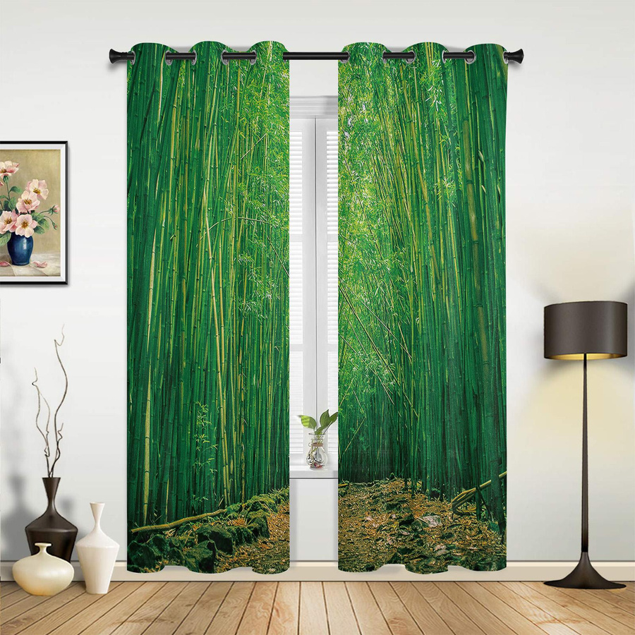 Binchi Outdoor Equipment Bambus-Fenstervorhang halbtransparent, Grün, Breite: 135 cm, Höhe: 60 cm - Bild 2
