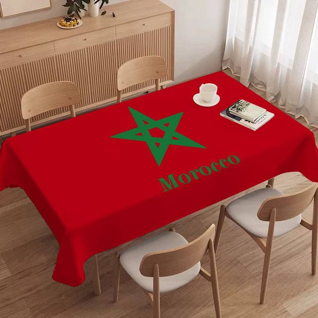 Wasserdichte Tischdecke mit Marokko-Flagge in Rot von Potdemiel zur Tischdekoration - Bild 1