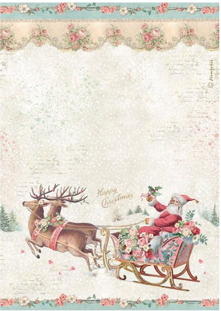 Stamperia Motiv-Strohseide Winter Magic - Santa Claus in Multicolor - Bild 1