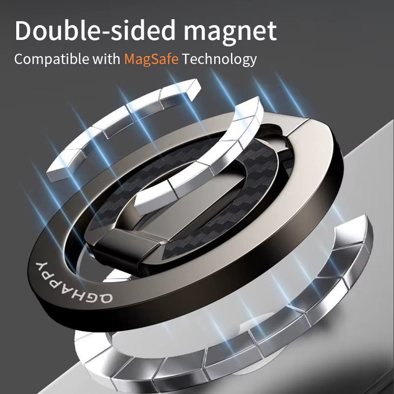 QGhappy Magnetische Handyhalterung für MagSafe in Schwarz, beidseitiger Magnetständer für iPhone 17, 16, 15 und iOS-Geräte - Bild 3