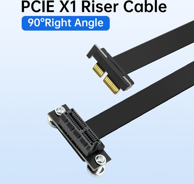 Fenvi PCIe 3.0 X1 Riser-Kabel 90 Grad rechtwinkliges PCI Express X1-Verlängerungskabel für WiFi-Adapter und Ethernet-Karten in Schwarz - Bild 1